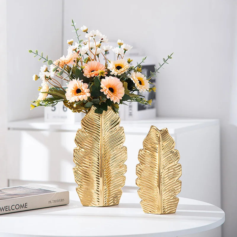 Vase Golden Leaf