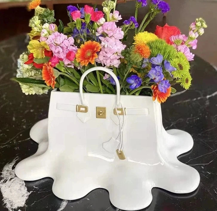 Creatitive Resin Flowers Bag Vase Home Decor Office Dining Table  Bag Vase for Living Room Decor Bag Vase Luxury Sculpture (Copy) (Copy) (Copy) - Timeless Vases